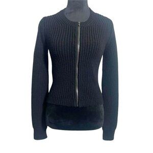Theory Size Small  Sweater Jacket Zip Up Wool Black Knit